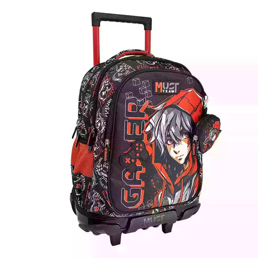 PACK Cartable à roulettes + Sac a repas + Trousse GAMER
