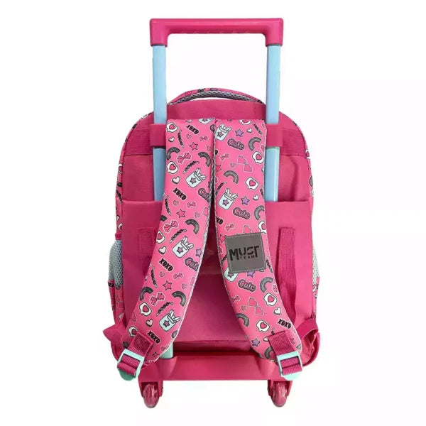 PACK Cartable à roulettes + Sac a repas + Trousse  - PINK HEARTS