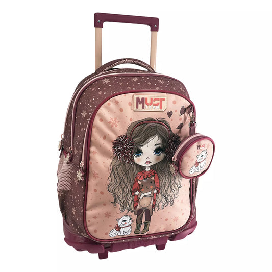 Cartable à roulettes GIRL IN WINTER WITH FUR