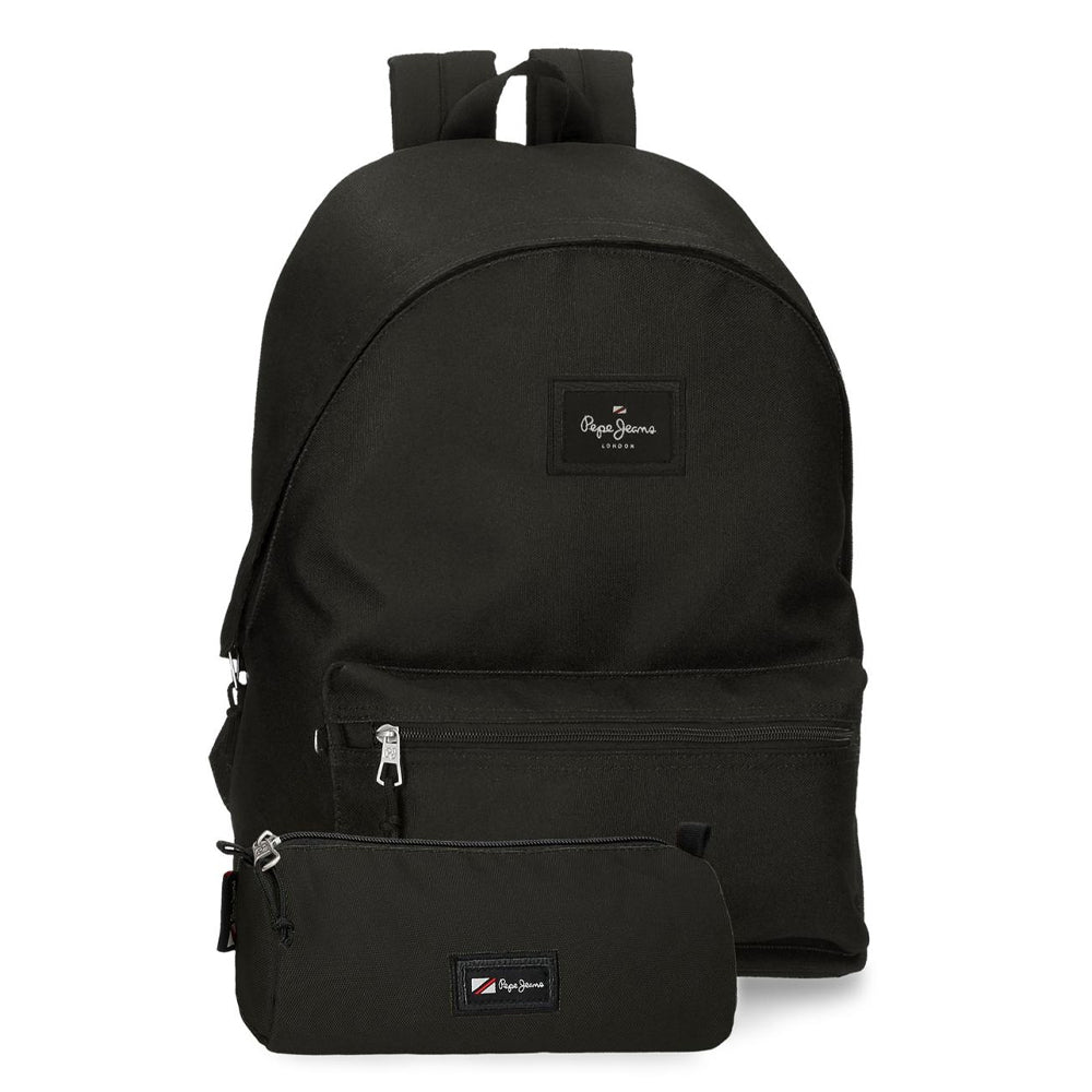 SAC A DOS PEPE JEANS NOIR ® + TROUSSE COLLEGE / LYCEE