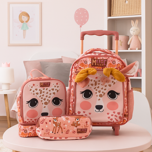 PACK CARTABLE A ROULETTES + SAC ISOTHERME + TROUSSE MATERNELLE
