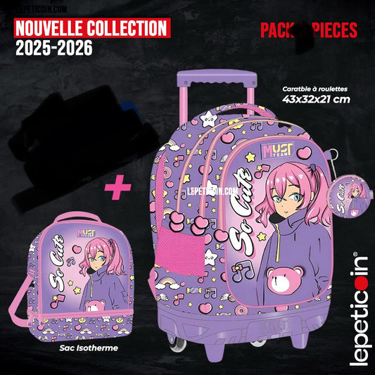 PACK Cartable à roulettes + Sac a repas SO CUTE