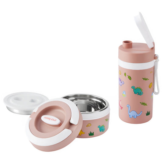 SET GOURDE+LUNCH BOX - PINNACLE INOX - CLAY ROSE DINASORUS