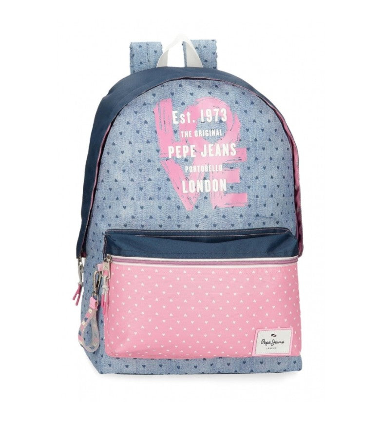 SAC A DOS PEPE JEANS BLEU ROSE ®  COLLEGE / LYCEE
