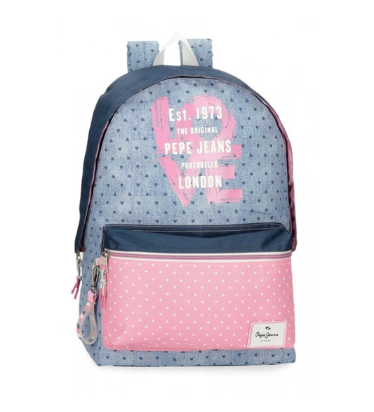 SAC A DOS PEPE JEANS BLEU ROSE ®  COLLEGE / LYCEE