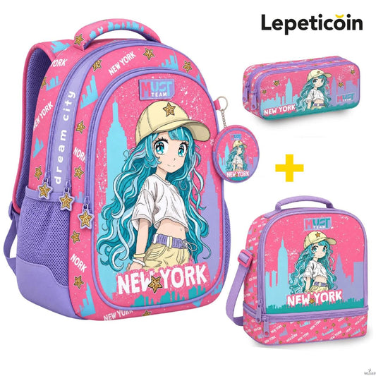 PACK Sac a dos  + Sac a repas + Trousse BLUE HAIR GIRL